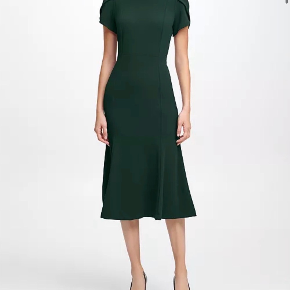 Calvin Klein Green Sheath Midi Dress